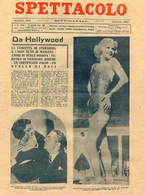 SPETTACOLO magazine side cover  1935
