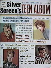 SILVER SCREEN TEEN ALBUM magazine side cover  1961