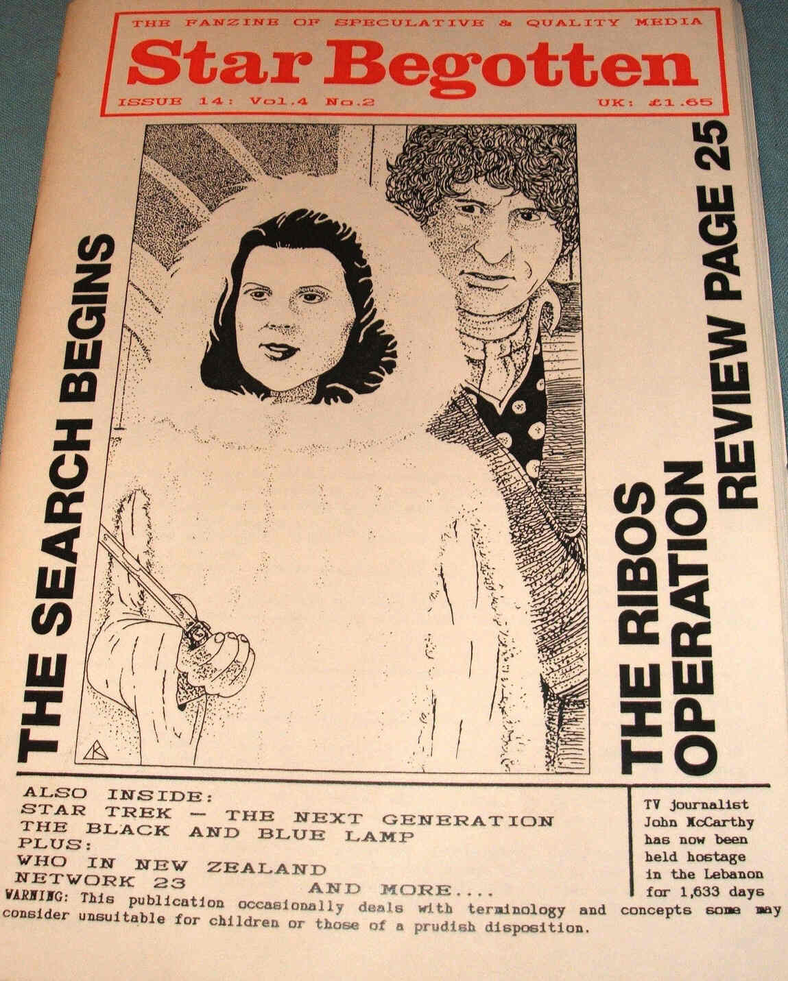 STAR BEGOTTEN magazine side cover Issue 14 Autumn 1990