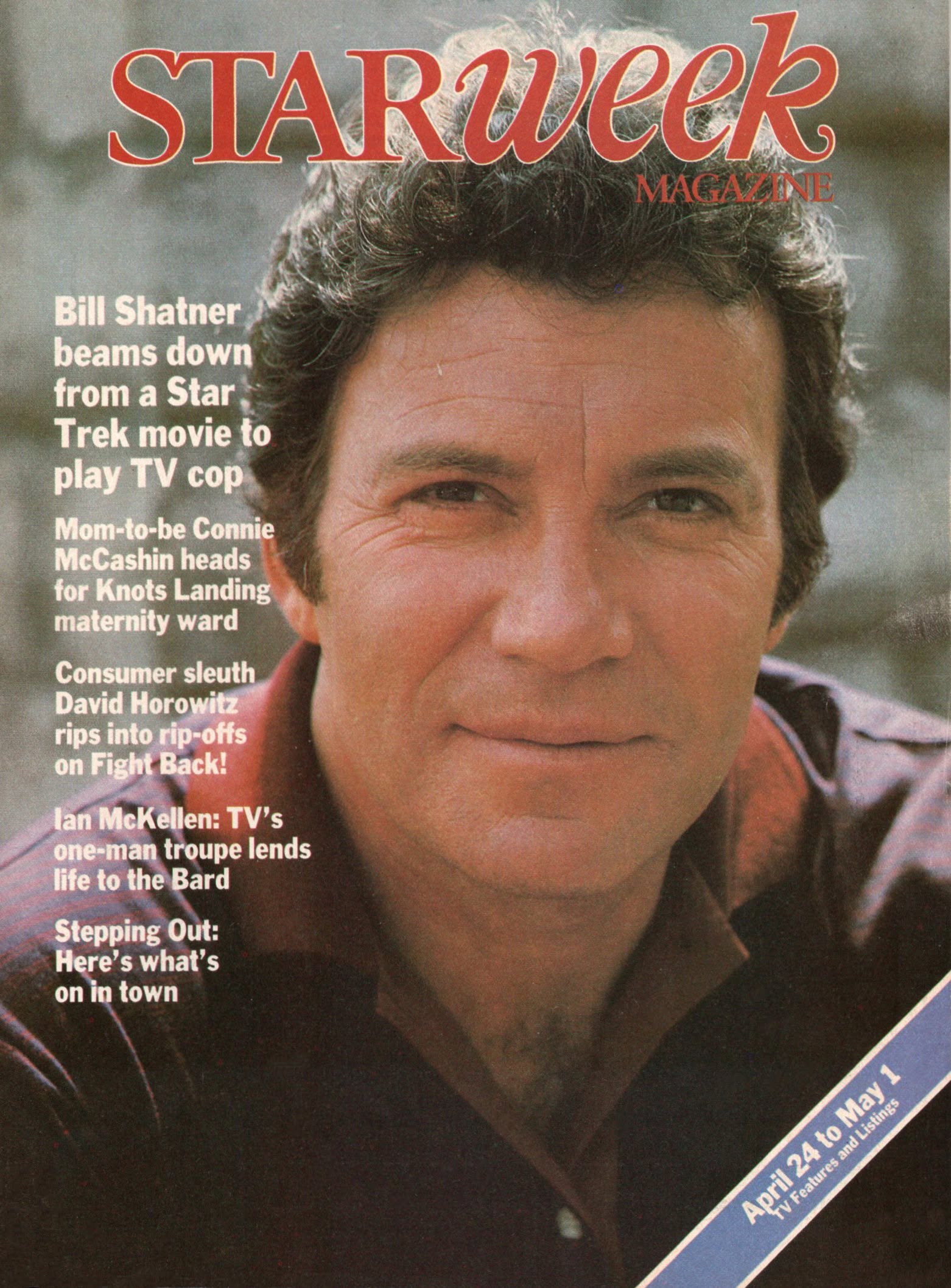 STAR WEEK CANADA magazine side cover 24 April 1982