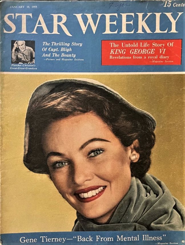 STAR WEEKLY magazine side cover 10 January 1959