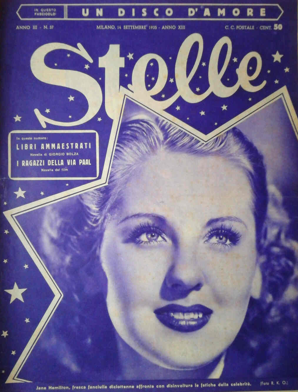 STELLE magazine side cover Issue 37 14 September 1935