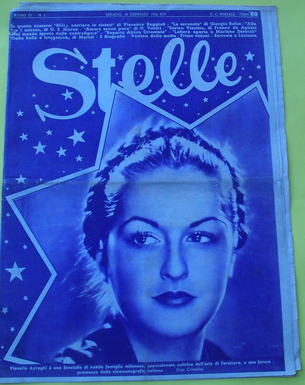 STELLE magazine side cover Issue 3 18 January 1936