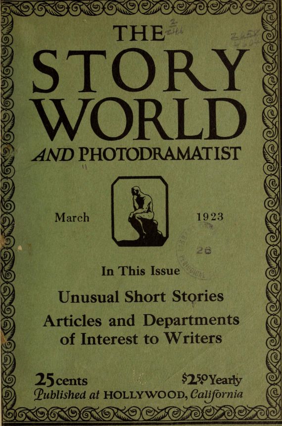 STORY WORLD AND PHOTODRAMATIST magazine side cover  March 1923
