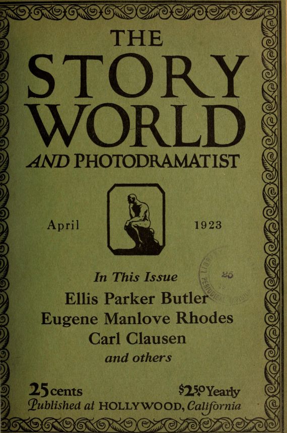 STORY WORLD AND PHOTODRAMATIST magazine side cover  April 1923