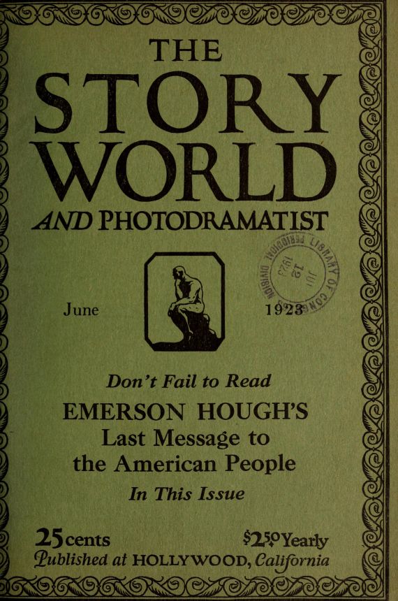 STORY WORLD AND PHOTODRAMATIST magazine side cover  June 1923
