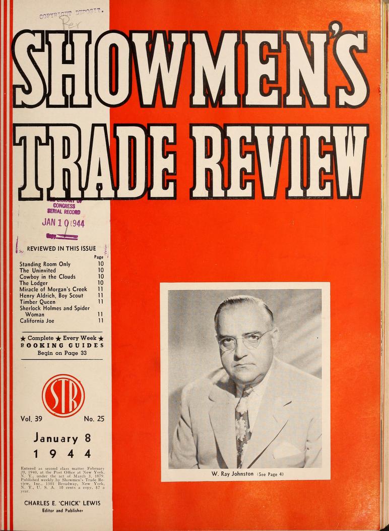 SHOWMENS TRADE REVIEW magazine side cover 8 January 1944