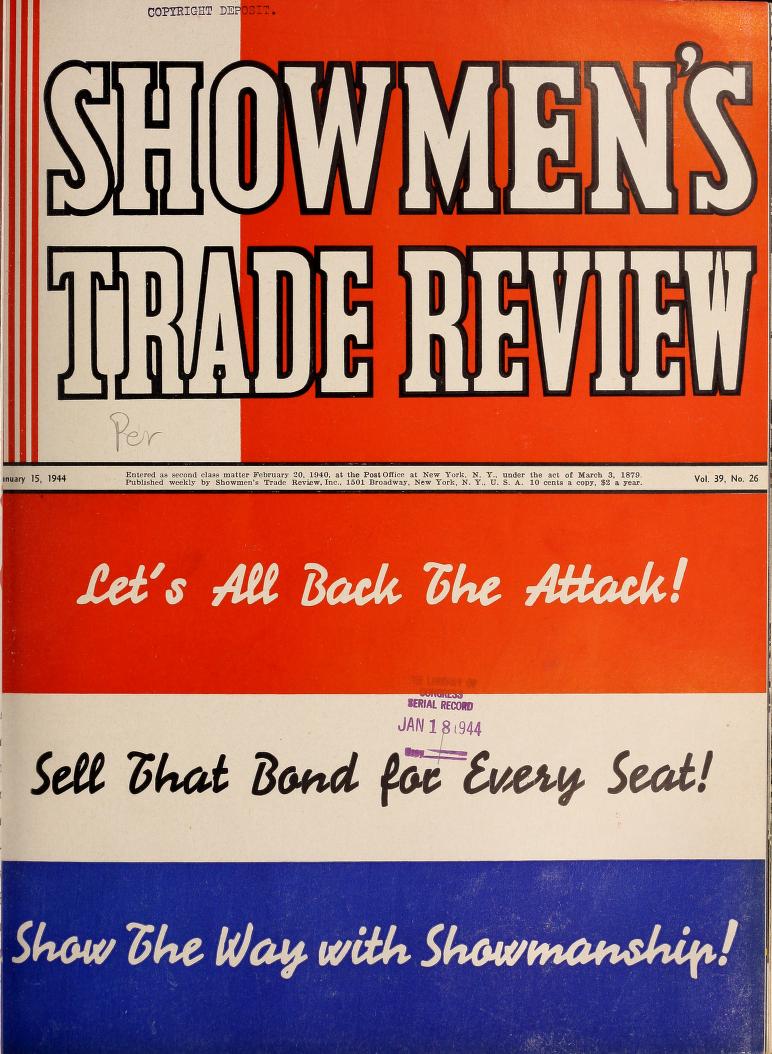 SHOWMENS TRADE REVIEW magazine side cover 15 January 1944