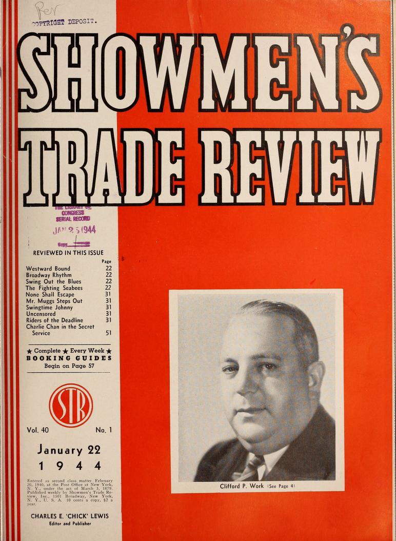 SHOWMENS TRADE REVIEW magazine side cover 22 January 1944