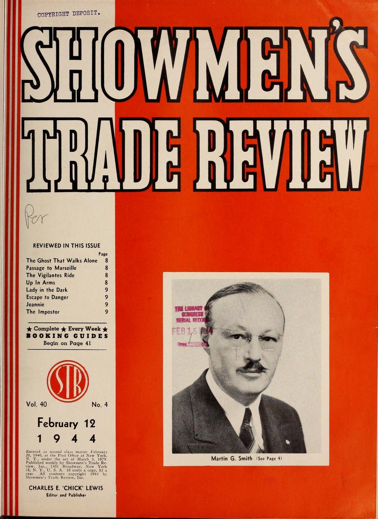 SHOWMENS TRADE REVIEW magazine side cover 12 February 1944