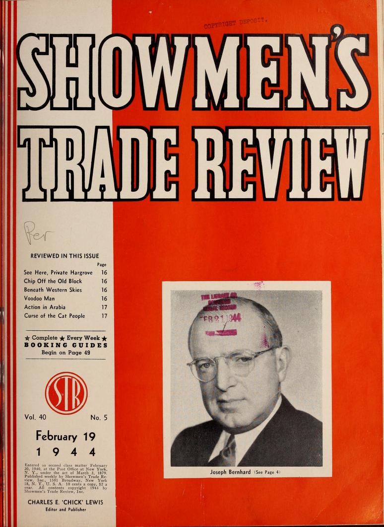 SHOWMENS TRADE REVIEW magazine side cover 19 February 1944