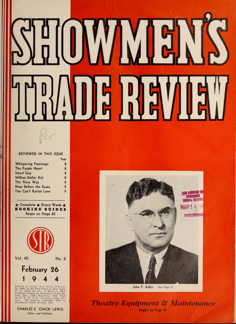 SHOWMENS TRADE REVIEW magazine side cover 26 February 1944