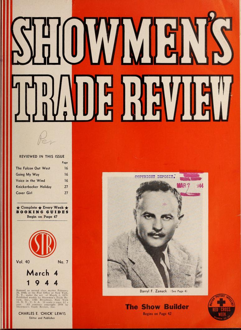 SHOWMENS TRADE REVIEW magazine side cover 4 March 1944