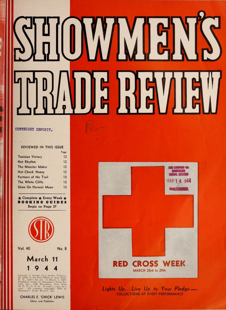 SHOWMENS TRADE REVIEW magazine side cover 11 March 1944