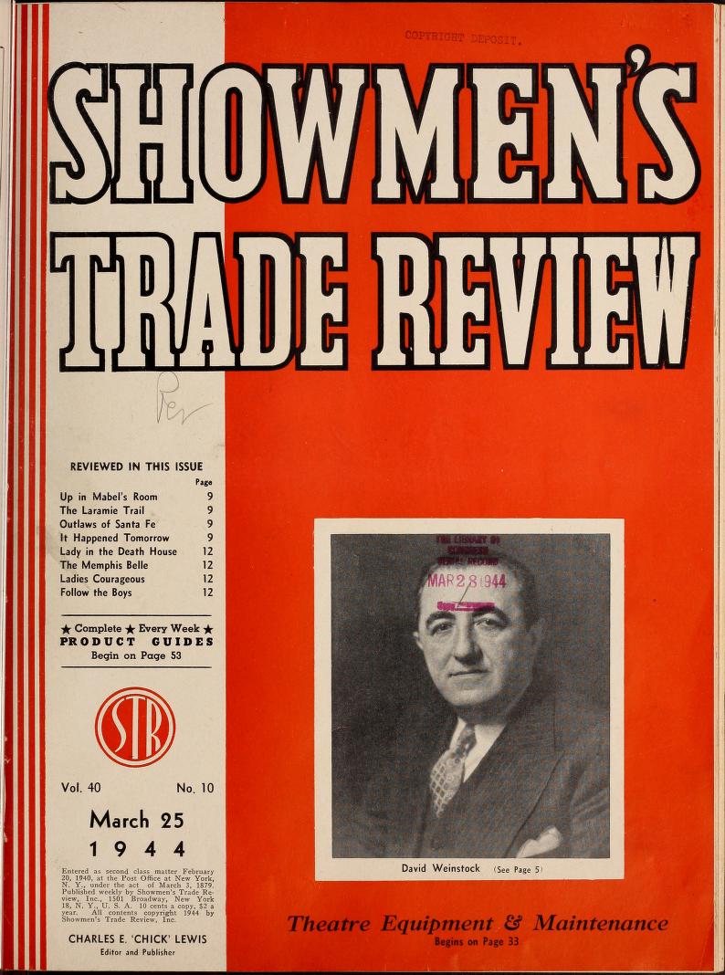 SHOWMENS TRADE REVIEW magazine side cover 25 March 1944