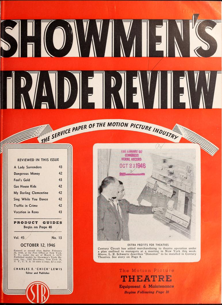 SHOWMENS TRADE REVIEW magazine side cover 12 October 1946