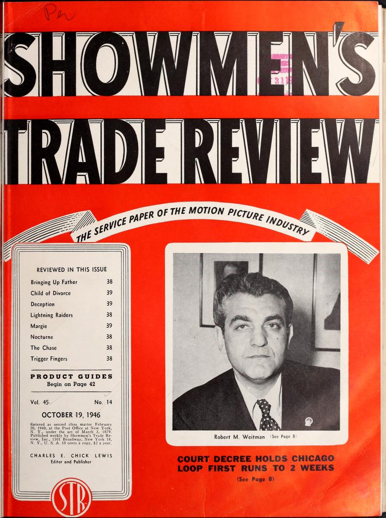 SHOWMENS TRADE REVIEW magazine side cover 19 October 1946