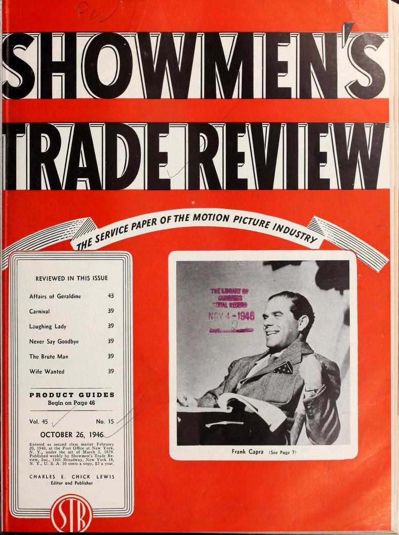 SHOWMENS TRADE REVIEW magazine side cover 26 October 1946