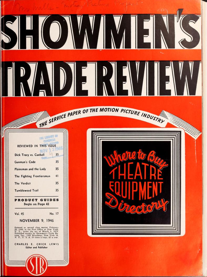 SHOWMENS TRADE REVIEW magazine side cover 9 November 1946