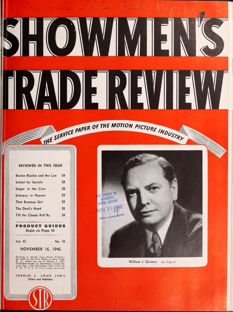 SHOWMENS TRADE REVIEW magazine side cover 16 November 1946