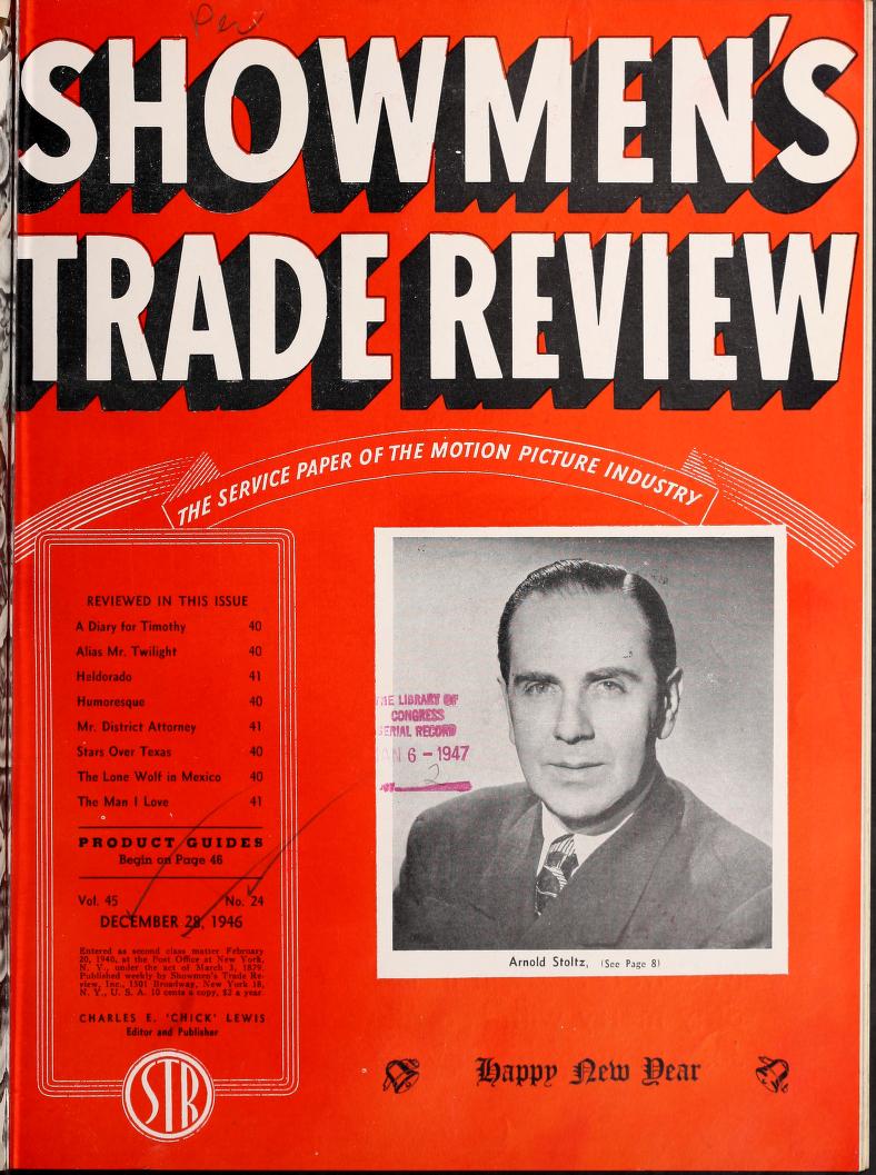SHOWMENS TRADE REVIEW magazine side cover 28 December 1946