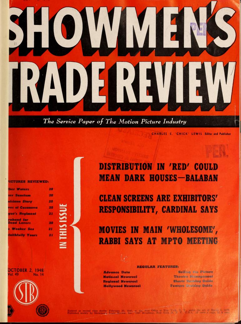 SHOWMENS TRADE REVIEW magazine side cover 2 October 1948