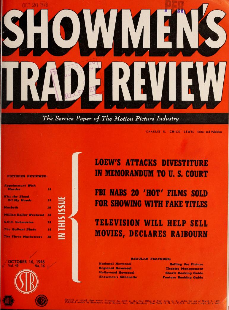 SHOWMENS TRADE REVIEW magazine side cover 16 October 1948