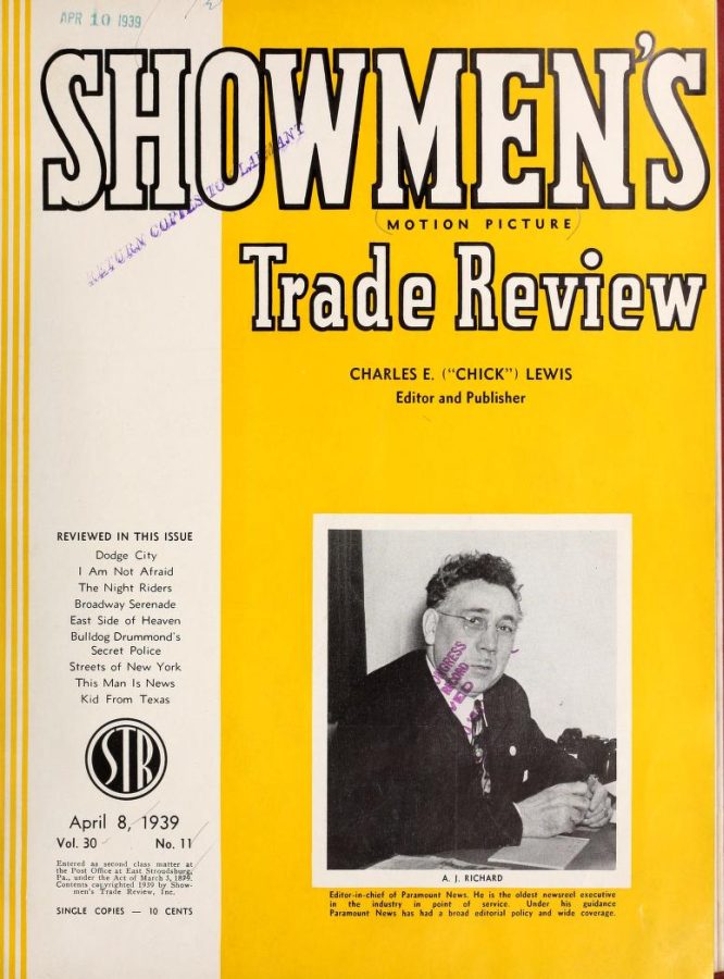 SHOWMENS TRADE REVIEW magazine side cover 8 April 1939