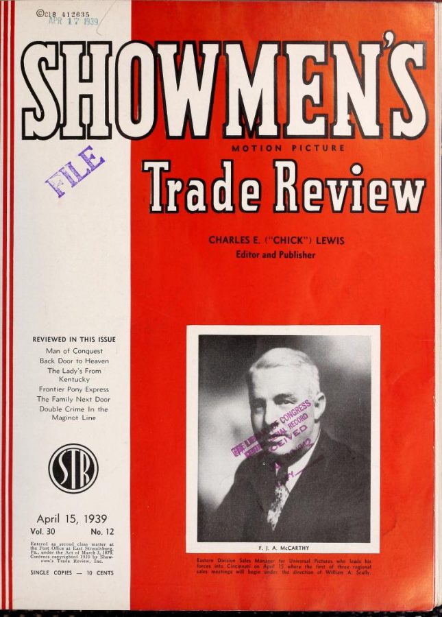 SHOWMENS TRADE REVIEW magazine side cover 15 April 1939