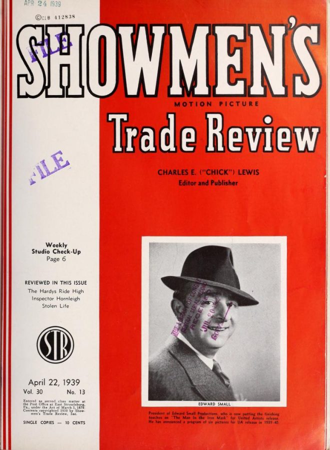 SHOWMENS TRADE REVIEW magazine side cover 22 April 1939