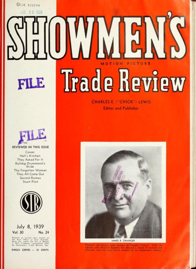 SHOWMENS TRADE REVIEW magazine side cover 8 July 1939
