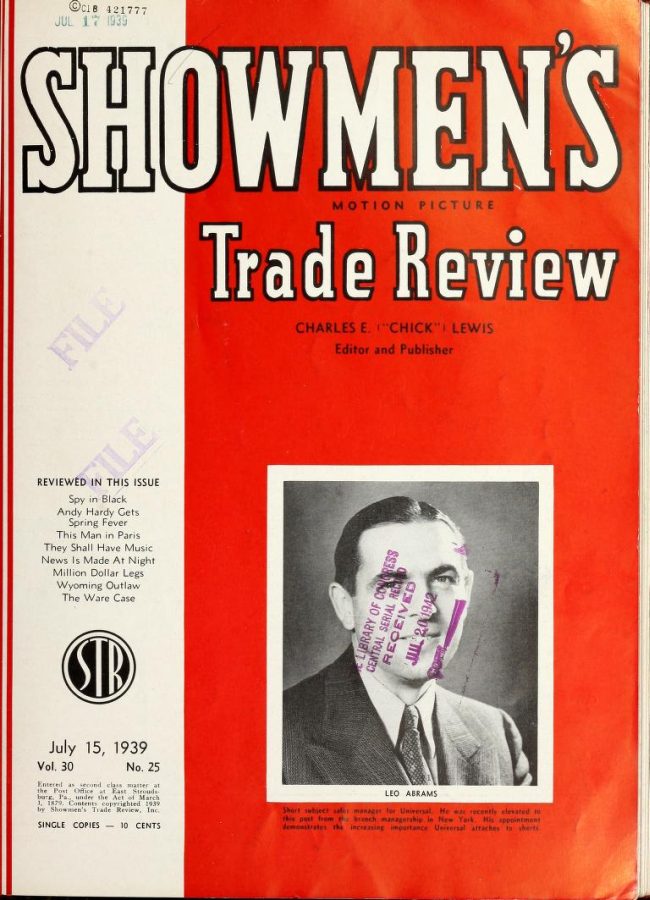 SHOWMENS TRADE REVIEW magazine side cover 15 July 1939