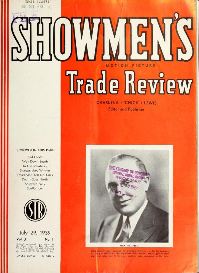 SHOWMENS TRADE REVIEW magazine side cover 29 July 1939