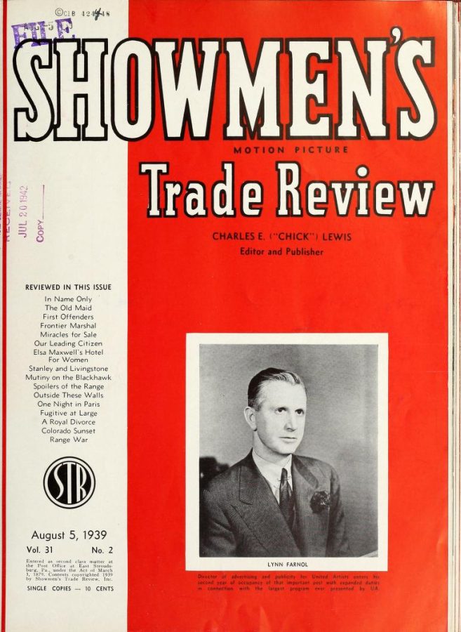 SHOWMENS TRADE REVIEW magazine side cover 5 August 1939