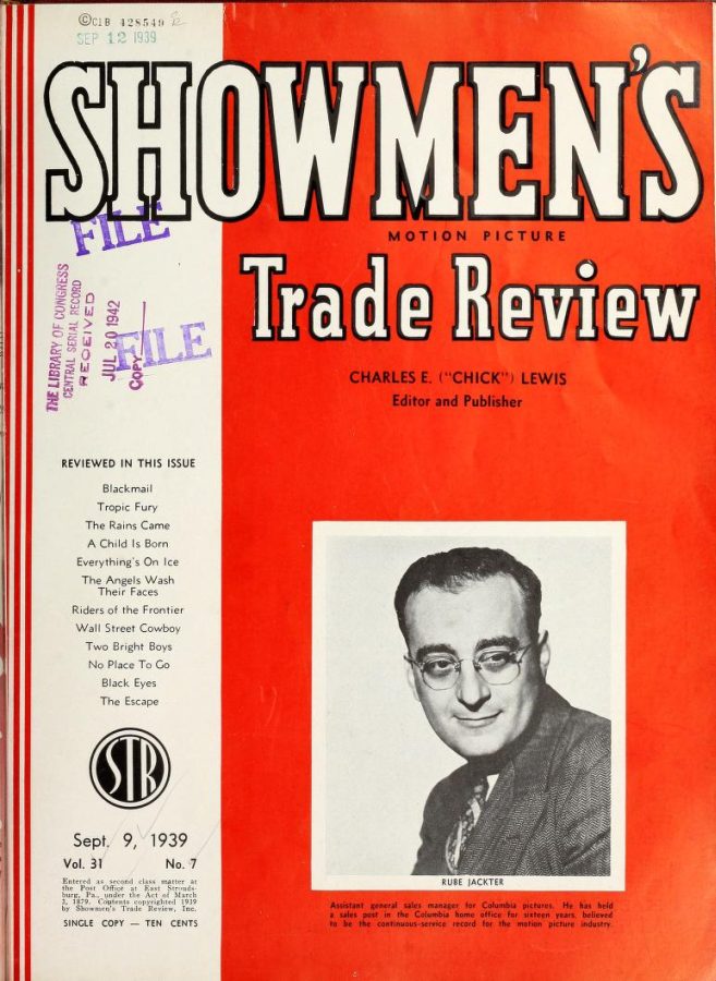 SHOWMENS TRADE REVIEW magazine side cover 9 September 1939