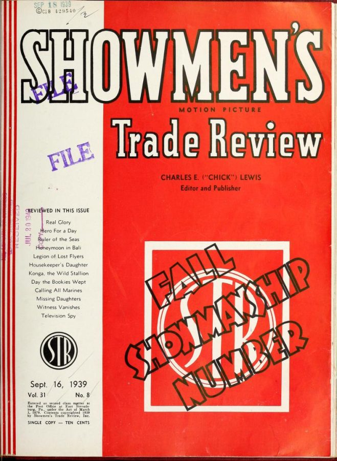 SHOWMENS TRADE REVIEW magazine side cover 16 September 1939