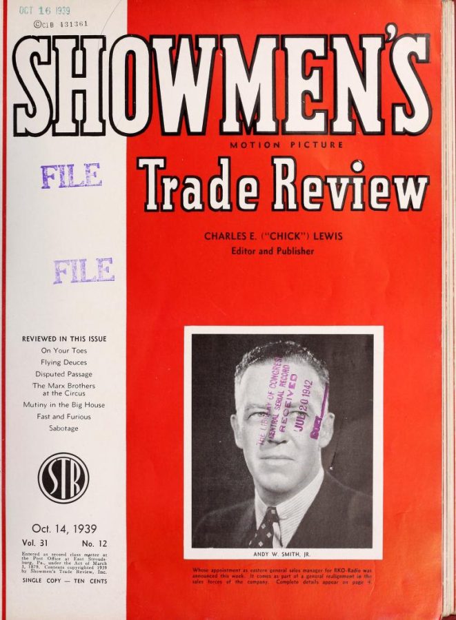SHOWMENS TRADE REVIEW magazine side cover 14 October 1939