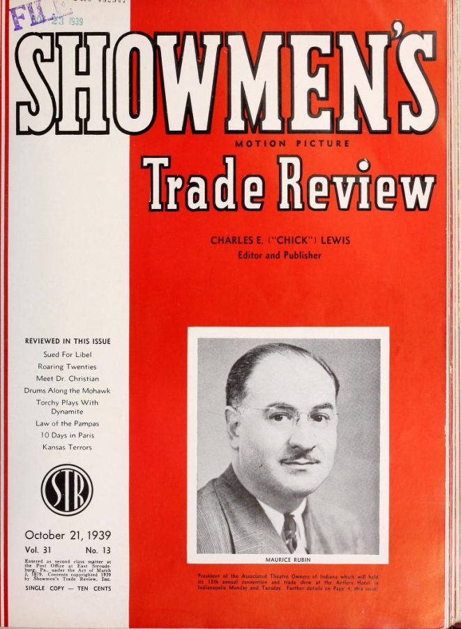 SHOWMENS TRADE REVIEW magazine side cover 21 October 1939