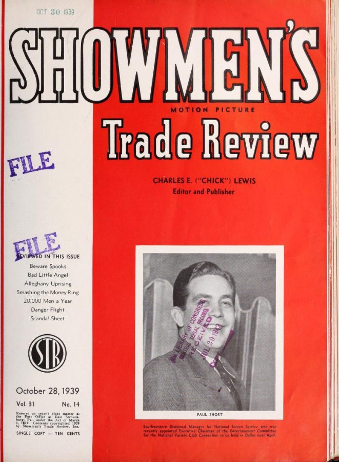 SHOWMENS TRADE REVIEW magazine side cover 28 October 1939