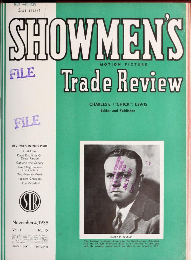 SHOWMENS TRADE REVIEW magazine side cover 4 November 1939