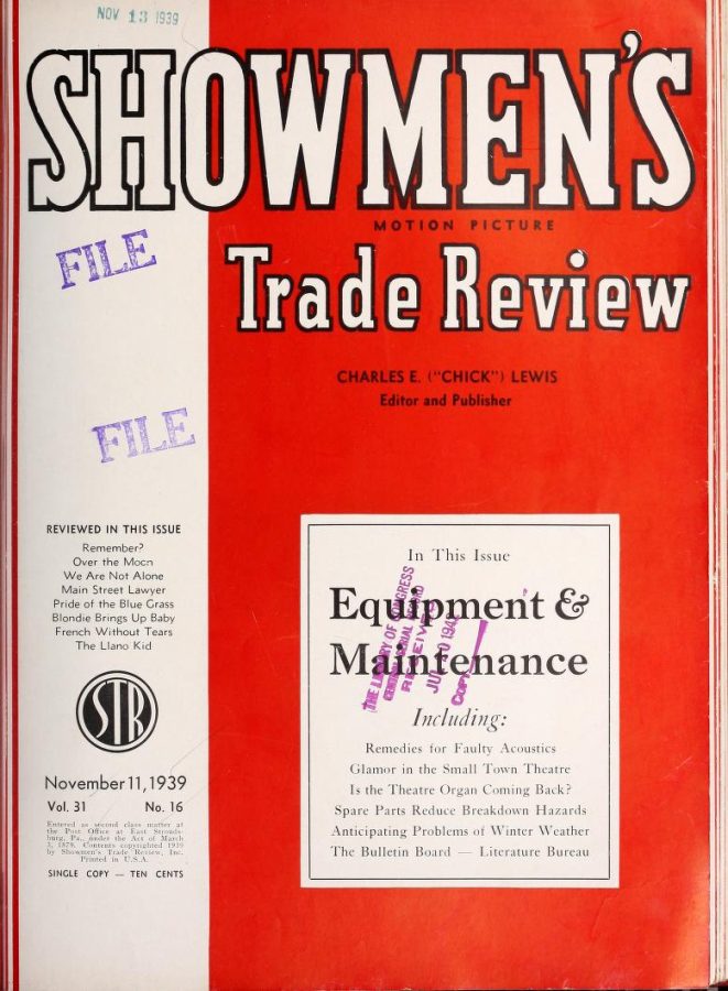 SHOWMENS TRADE REVIEW magazine side cover 11 November 1939