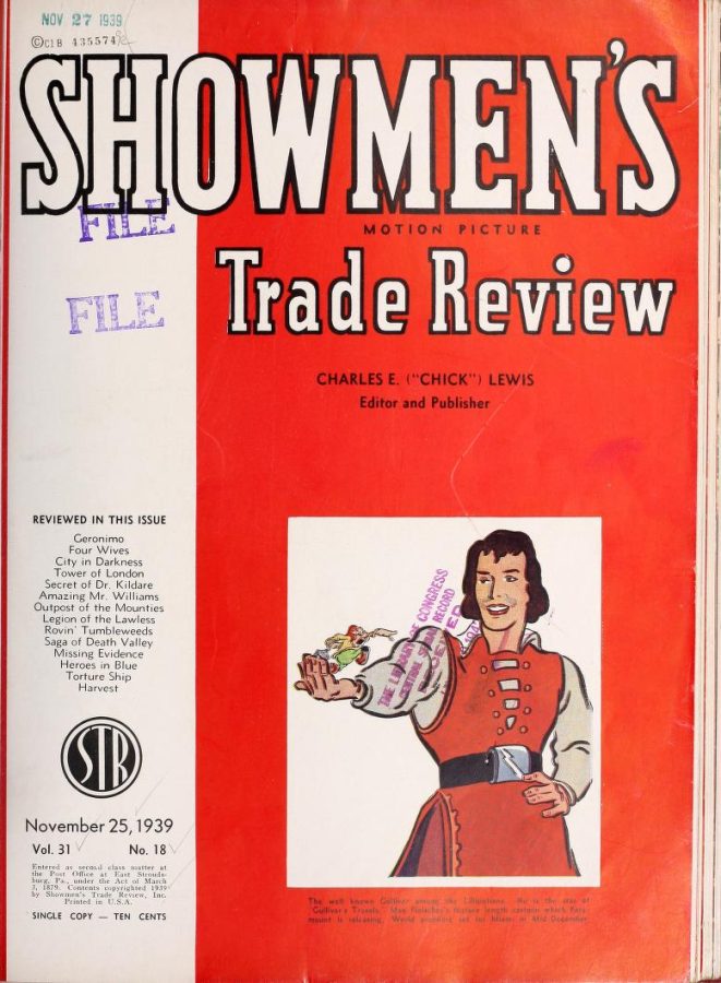 SHOWMENS TRADE REVIEW magazine side cover 25 November 1939