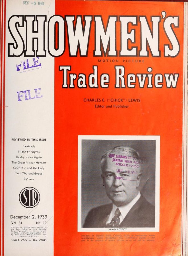 SHOWMENS TRADE REVIEW magazine side cover 2 December 1939