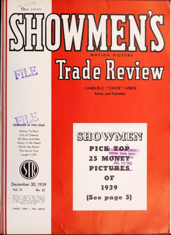 SHOWMENS TRADE REVIEW magazine side cover 30 December 1939