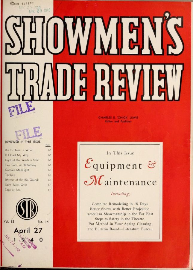 SHOWMENS TRADE REVIEW magazine side cover 27 April 1940