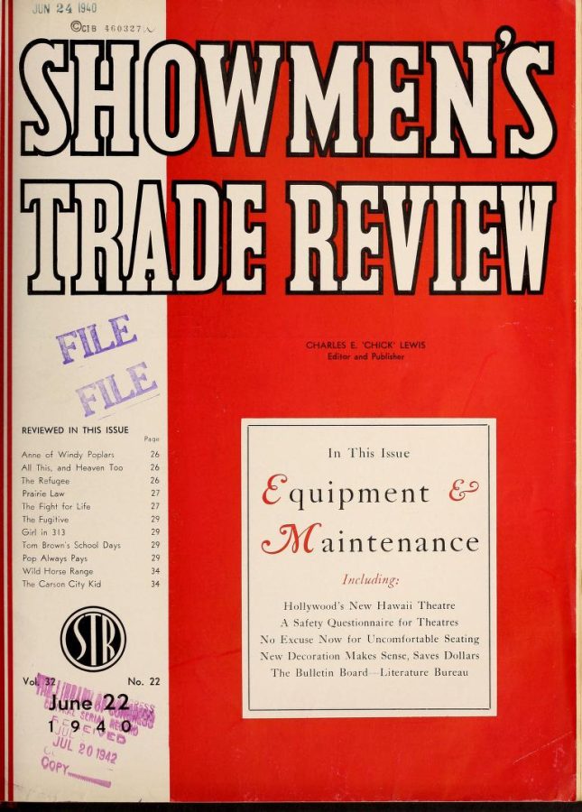 SHOWMENS TRADE REVIEW magazine side cover 22 June 1940