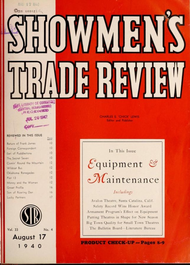 SHOWMENS TRADE REVIEW magazine side cover 17 August 1940