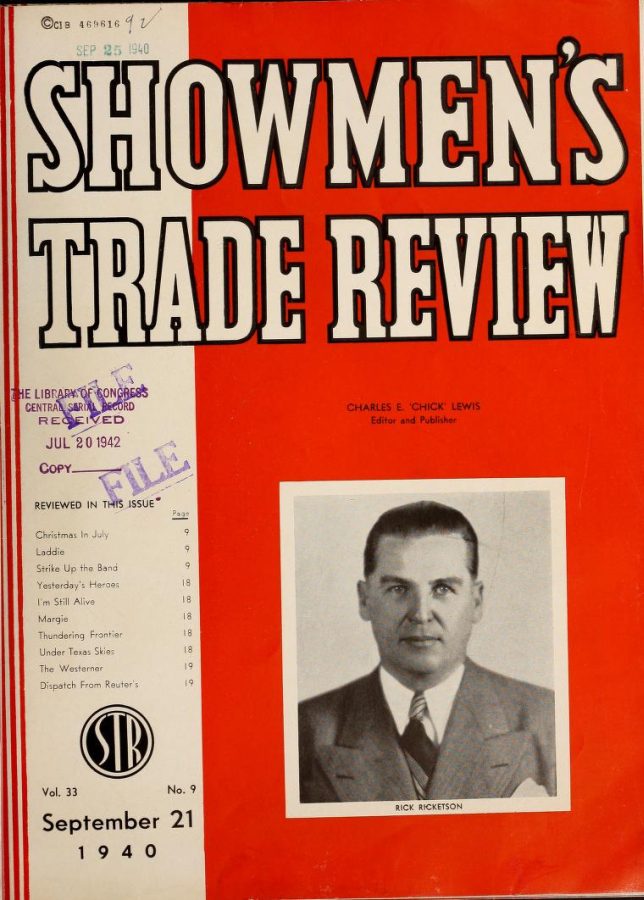 SHOWMENS TRADE REVIEW magazine side cover 21 September 1940