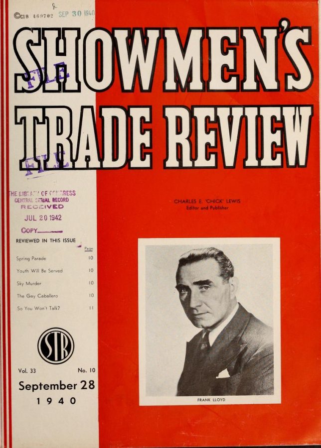 SHOWMENS TRADE REVIEW magazine side cover 28 September 1940