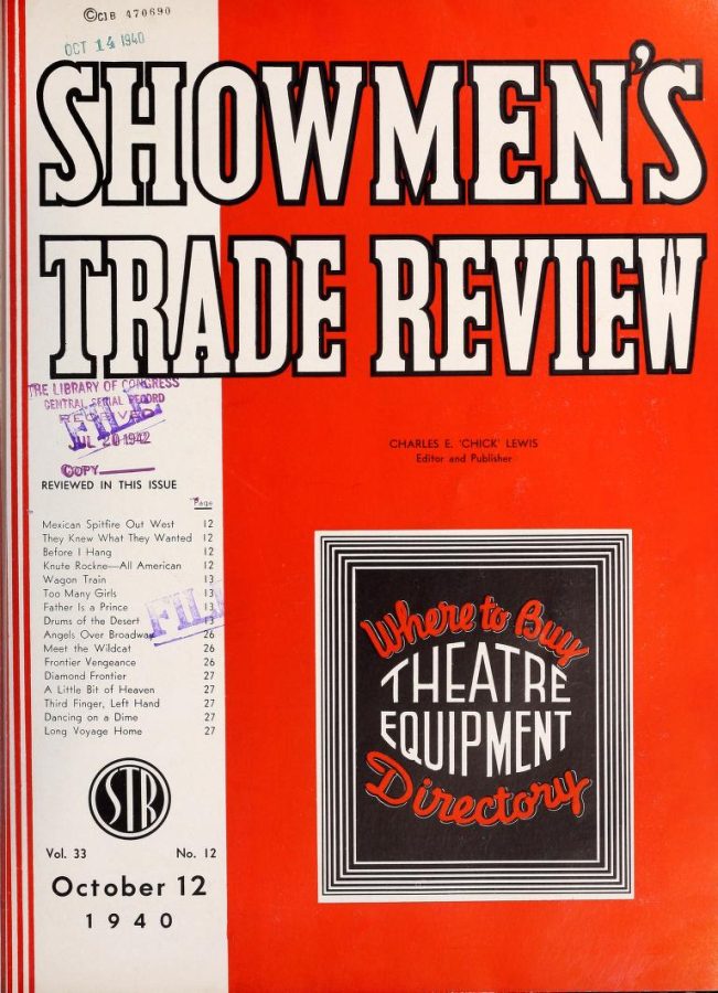SHOWMENS TRADE REVIEW magazine side cover 12 October 1940